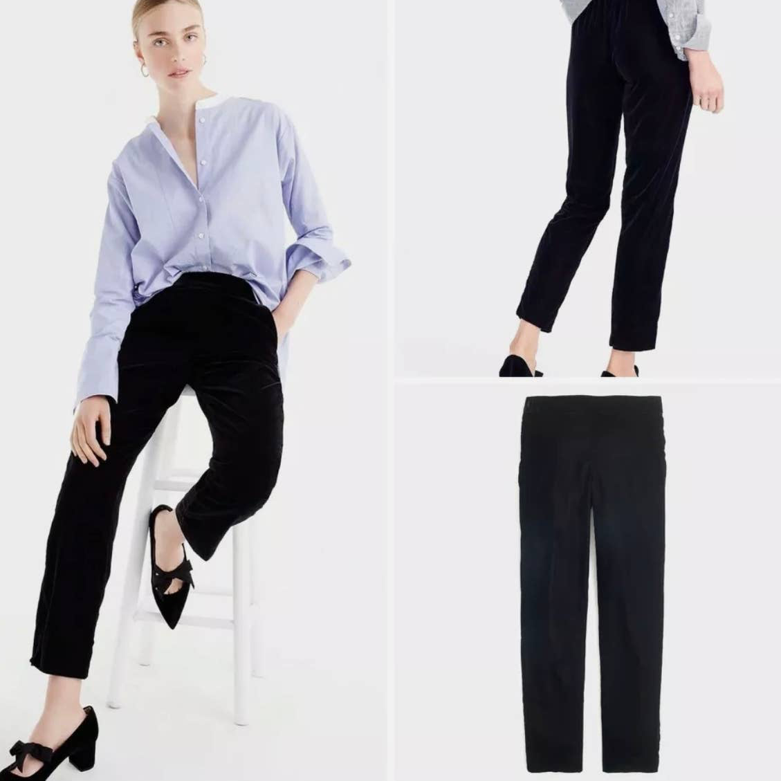 J. Crew Women’s Easy Pull-On Black Velvet Trouser Pant Size 4